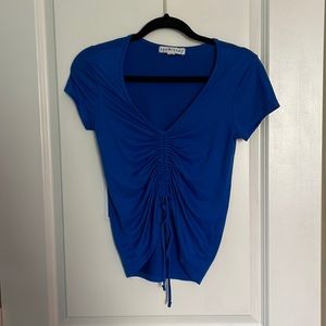 Blue Short Sleeve Crop Top